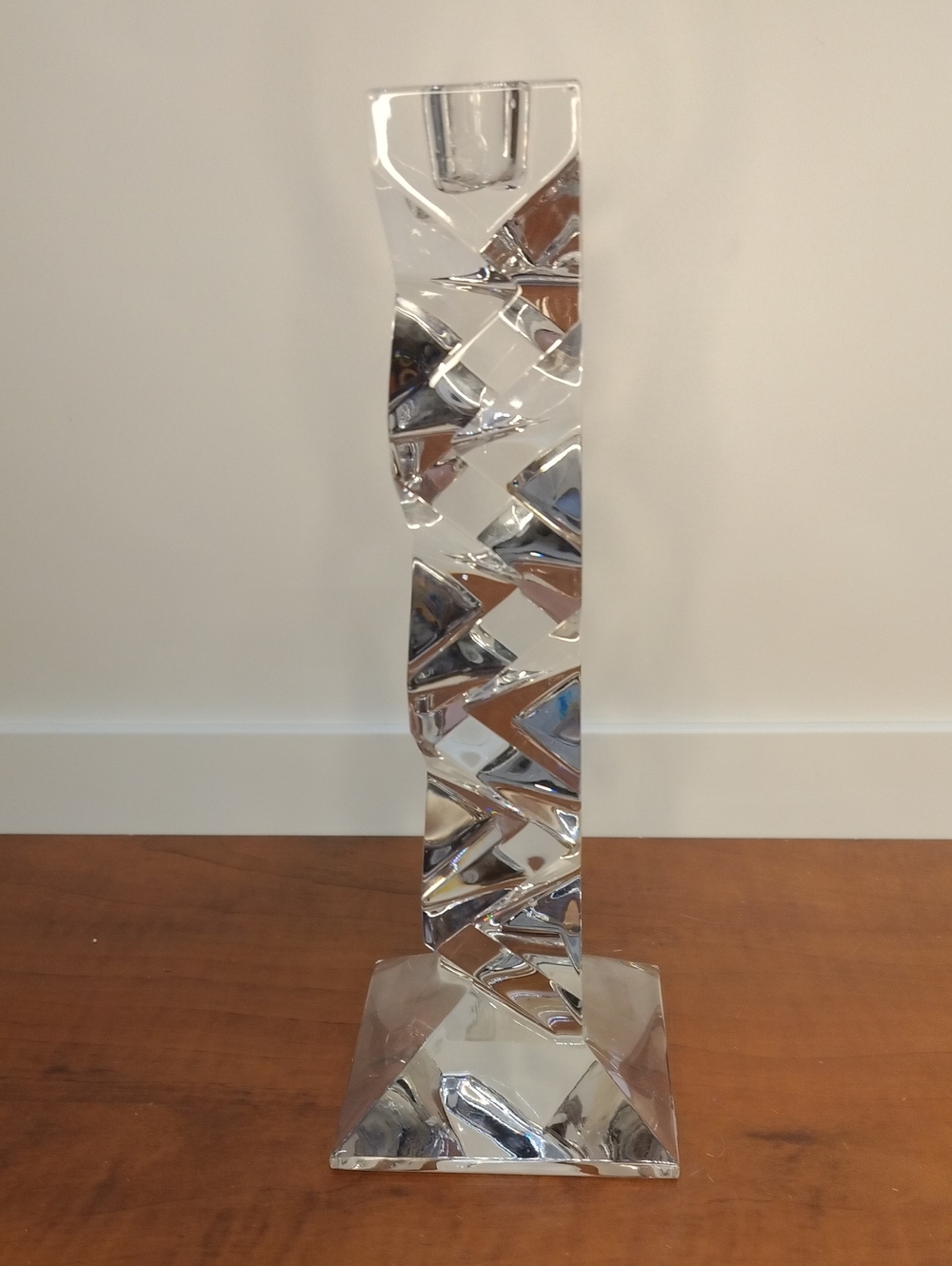 Vintage Mikasa Platinum Crystal "Prism" Candlestick Holder 10" Made In Germany